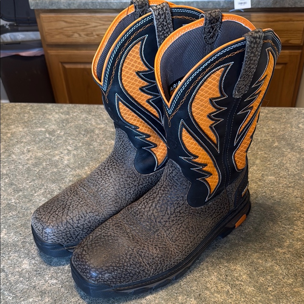 Ariat Black & Orange Intrepid VentTEK Composite Toe Work Boot - Picture 3 of 5